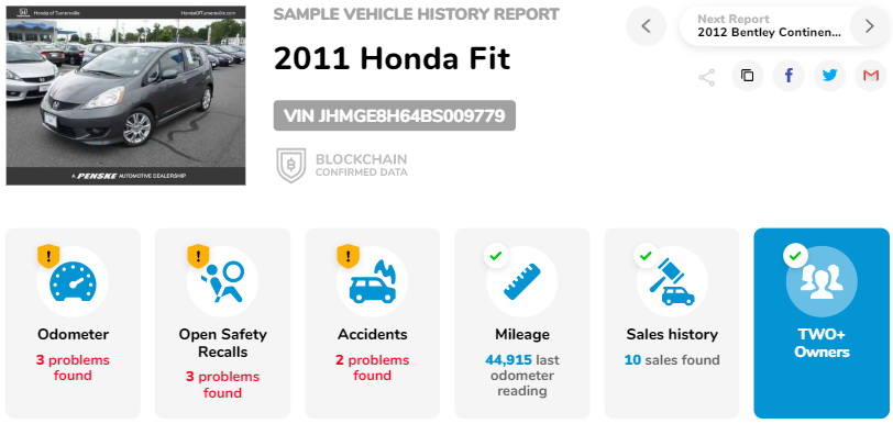 2011 Honda Fit History Report