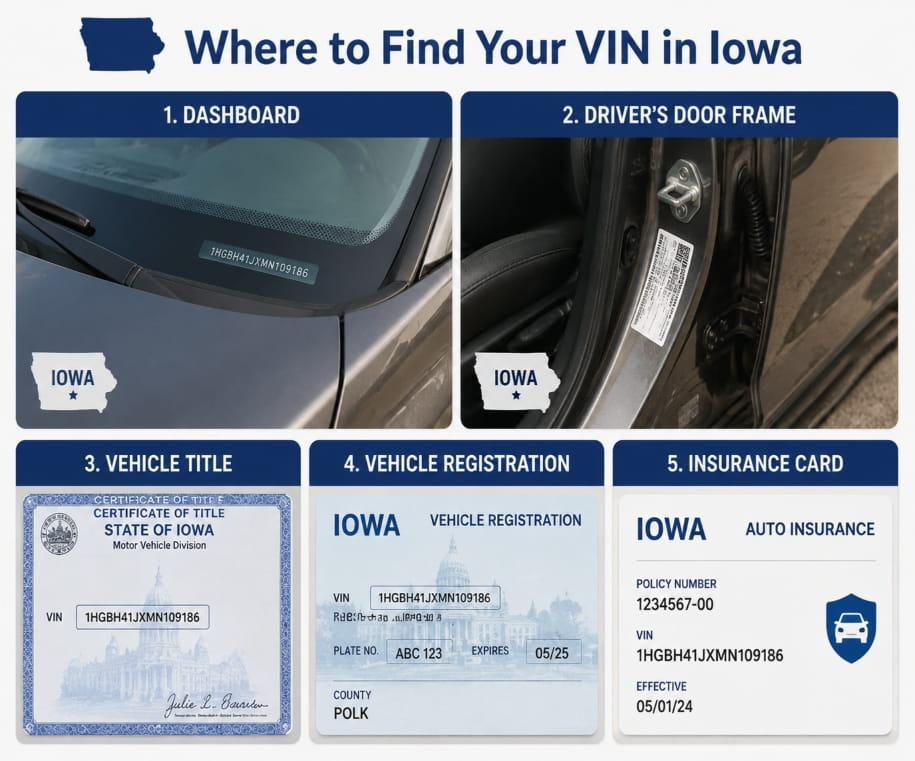 Iowa where to find VIN