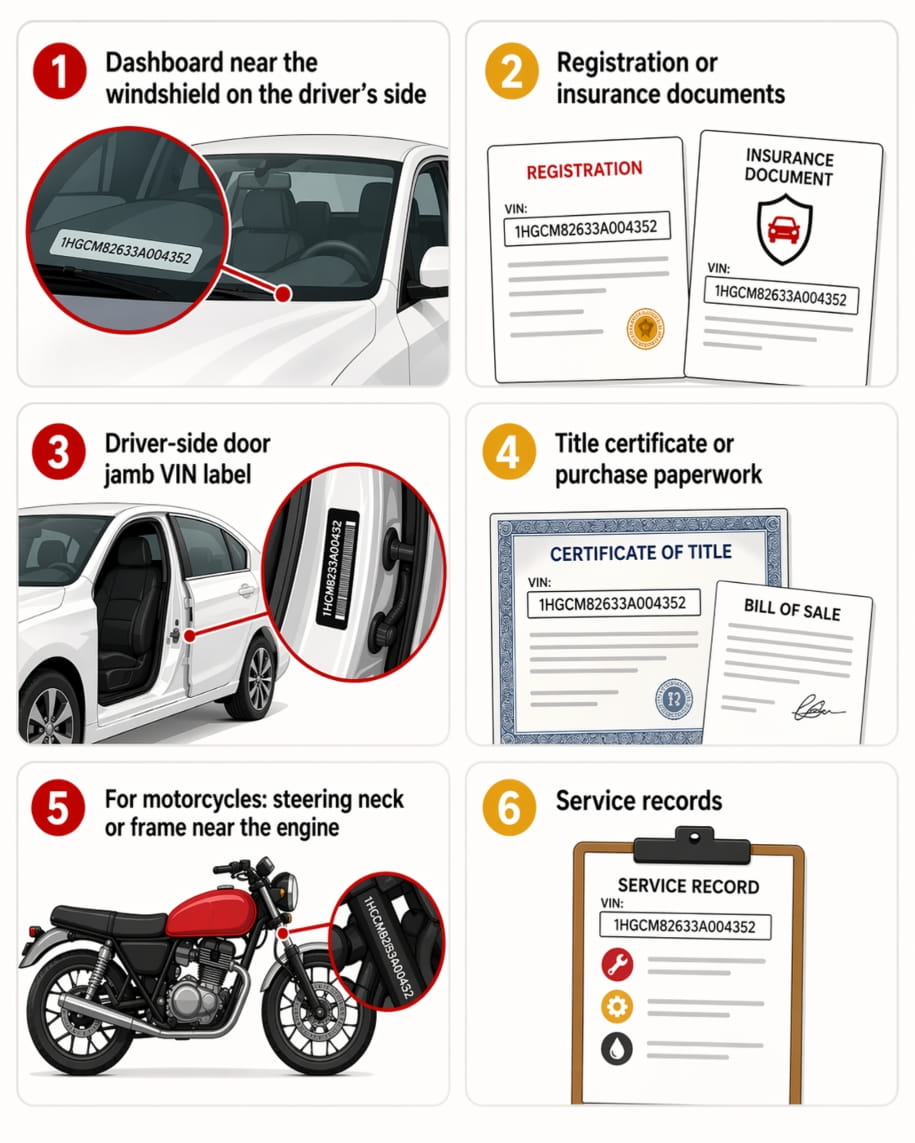 Where to find VIN on a vehicle?