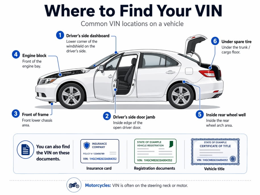 Where to find VIN on a vehicle?