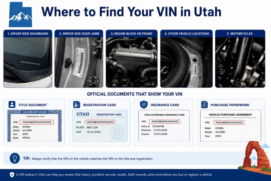 Utah where to find VIN