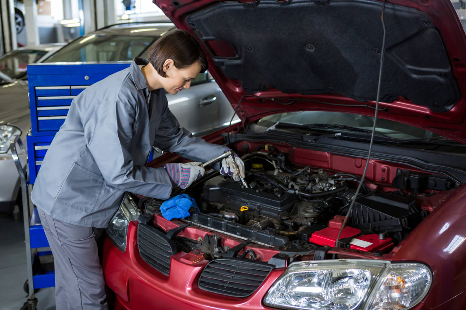 a vehicle in a car repair service