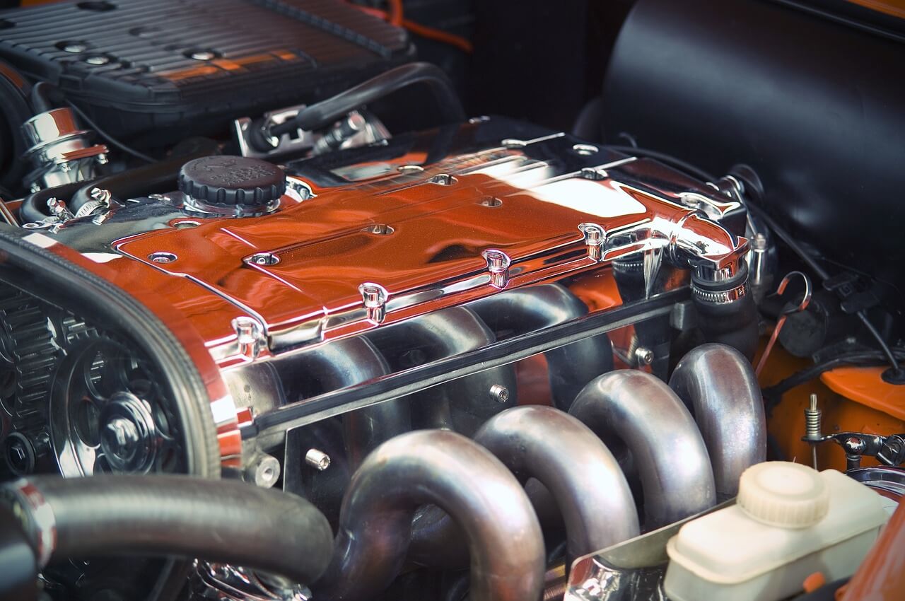 an engine block in a car