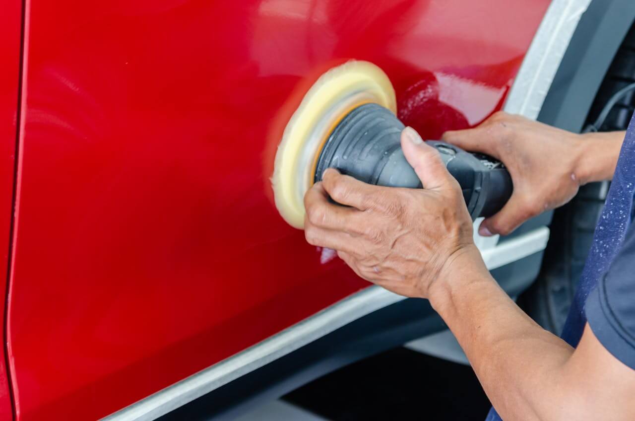 the process of buffing a car