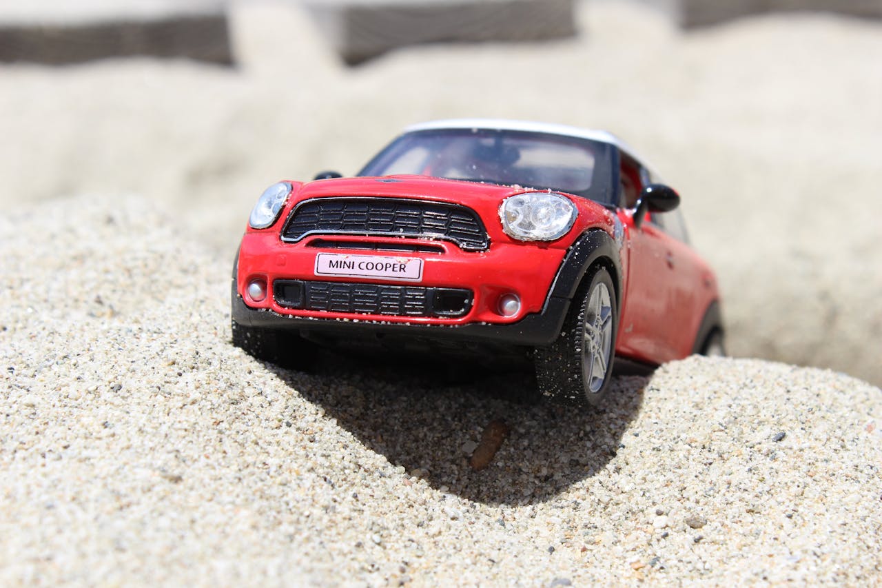 a toy car on the road