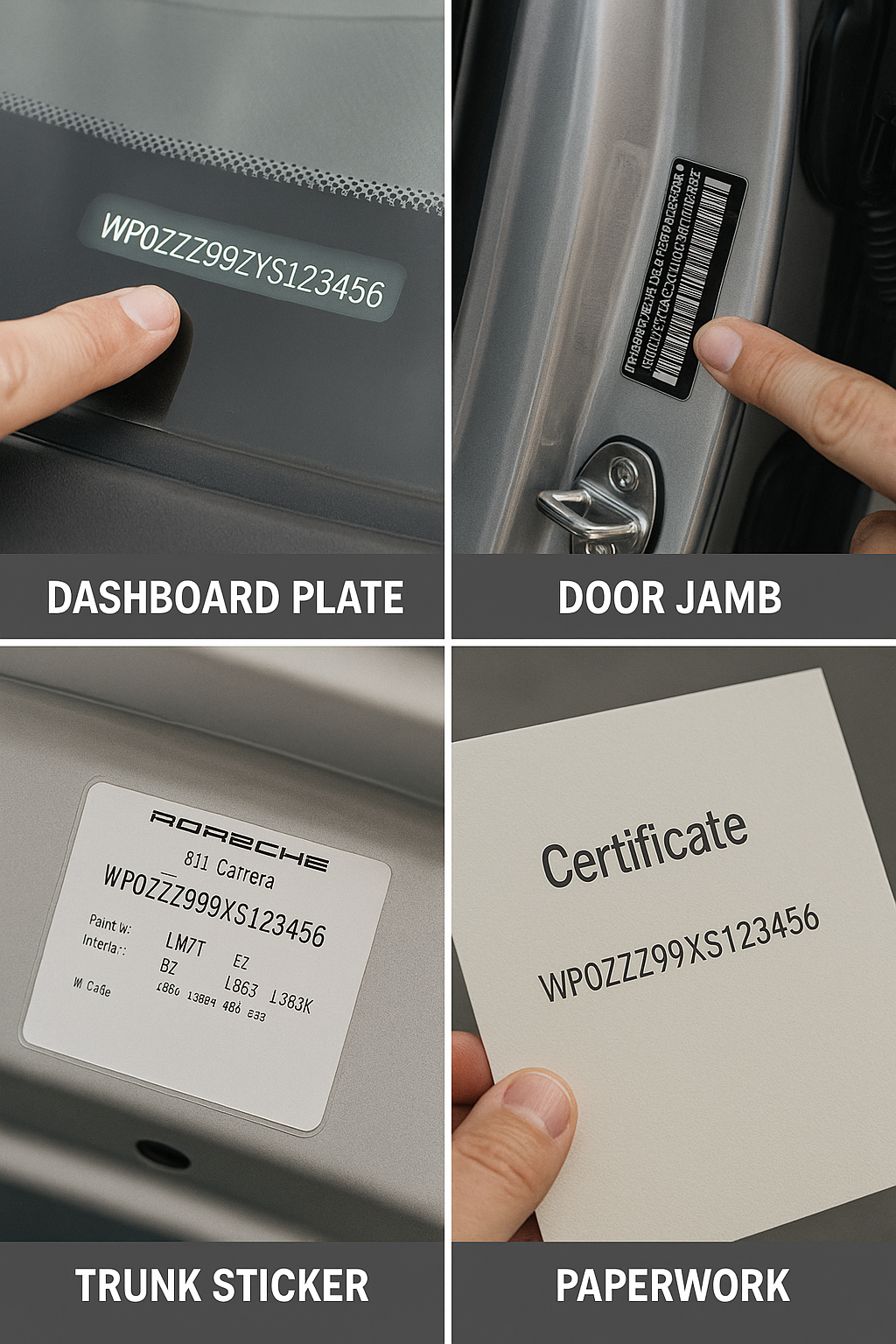 Porsche VIN locations