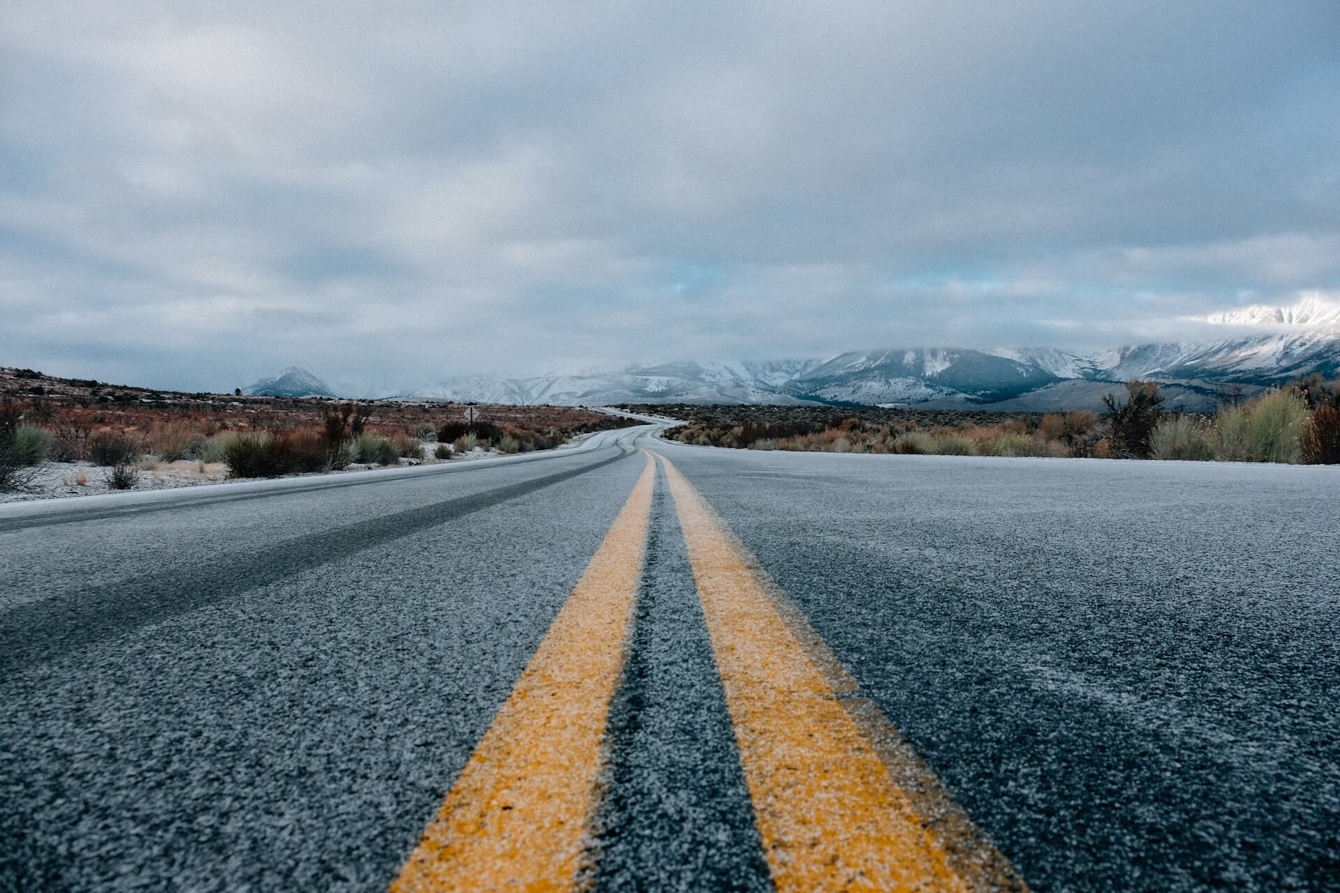 road markings in winter