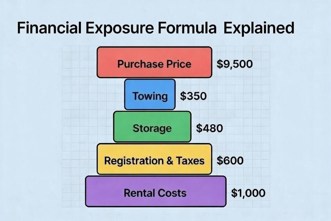 visual breakdown of a stolen-car financial exposure formula