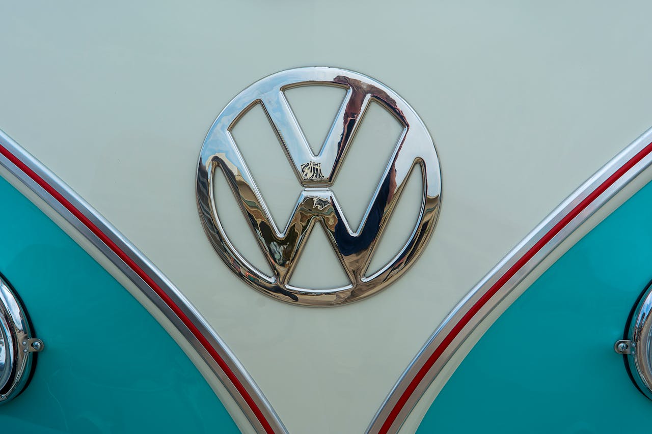 Volkswagen logo on a vintage car
