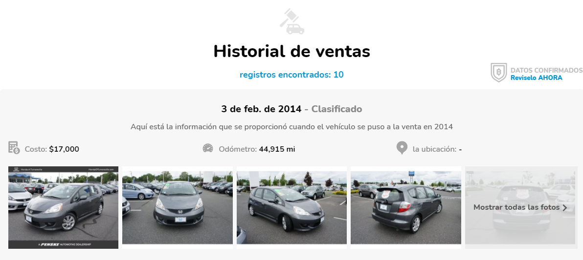 History of vehicle sales in Spanish