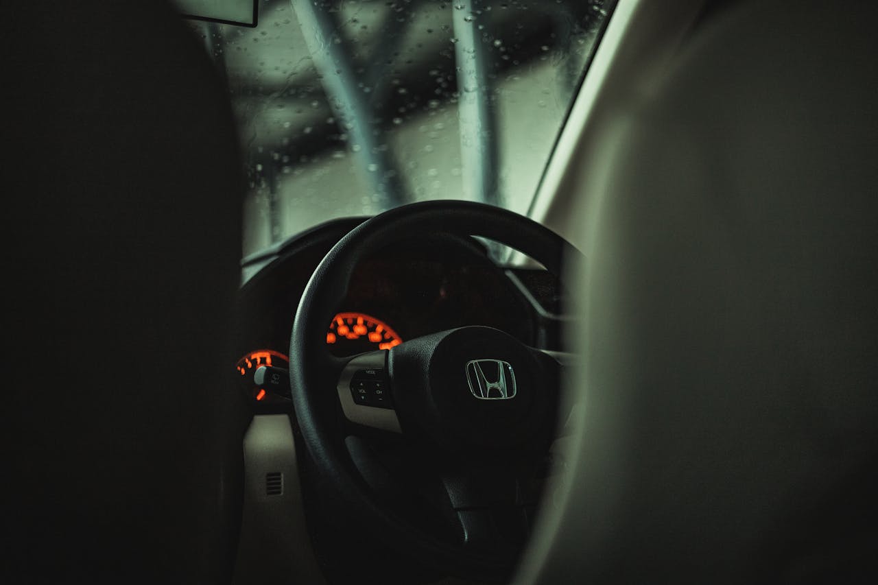 a steering wheel in a Honda vehicle