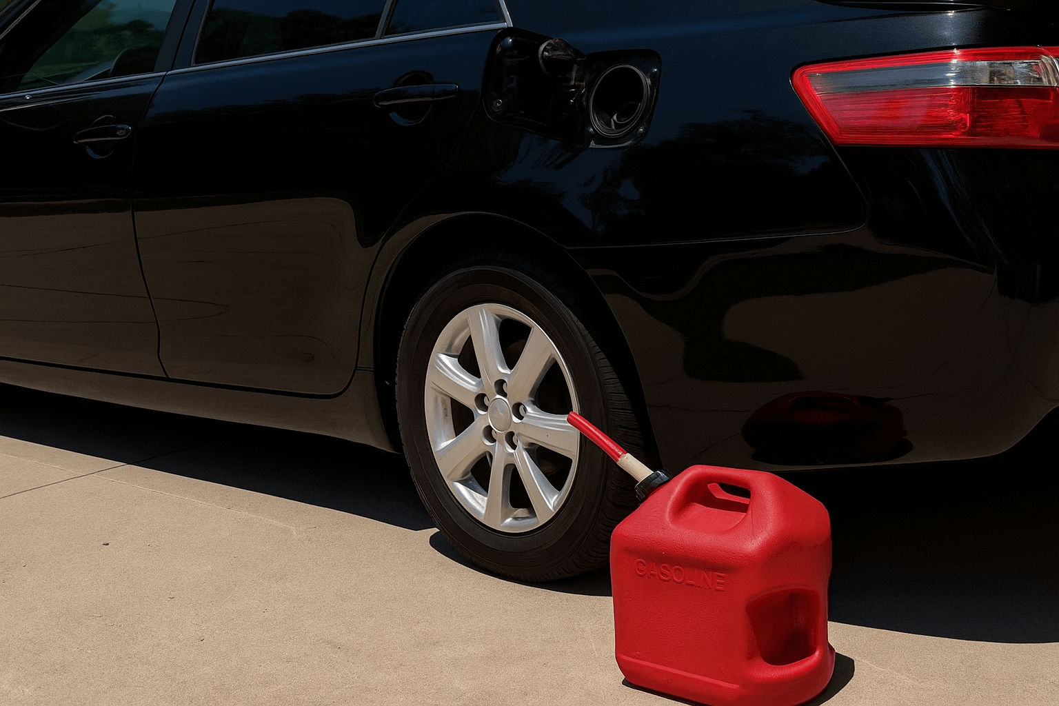 old gasoline near a car