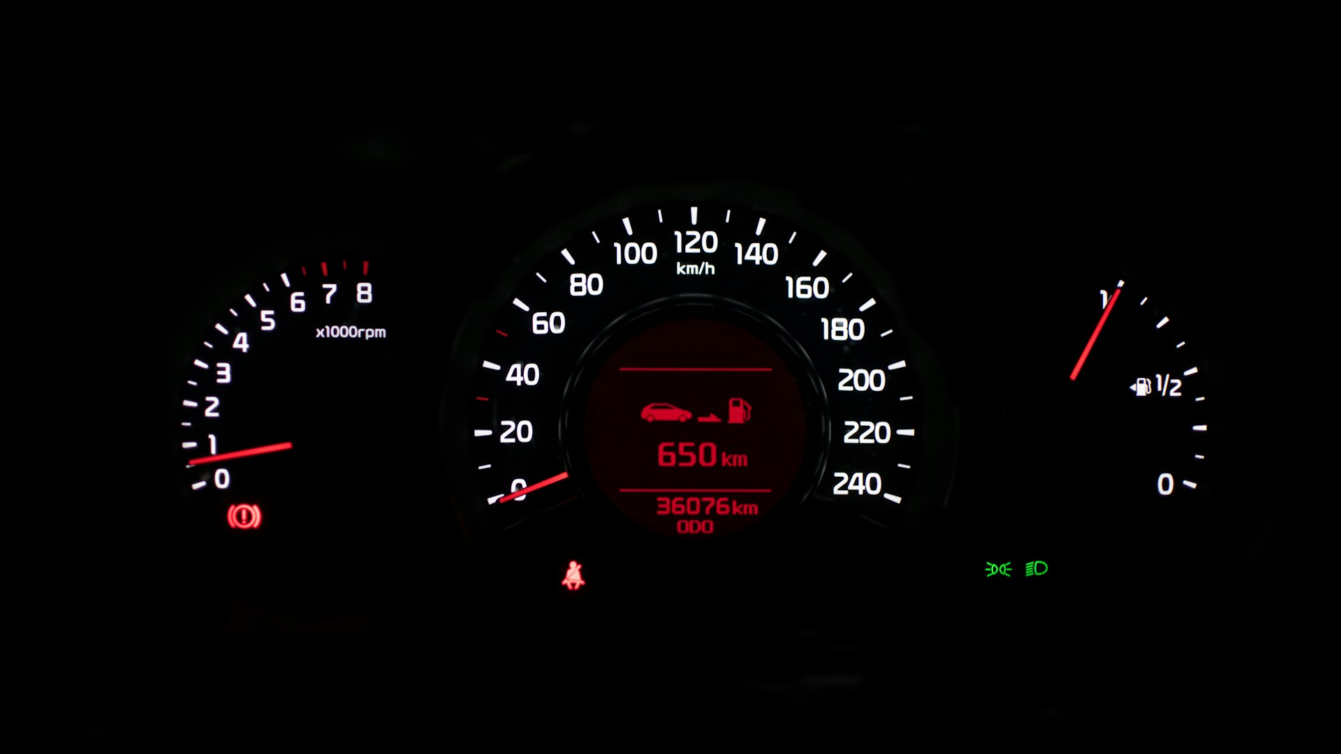 driven distance at a car dashboard
